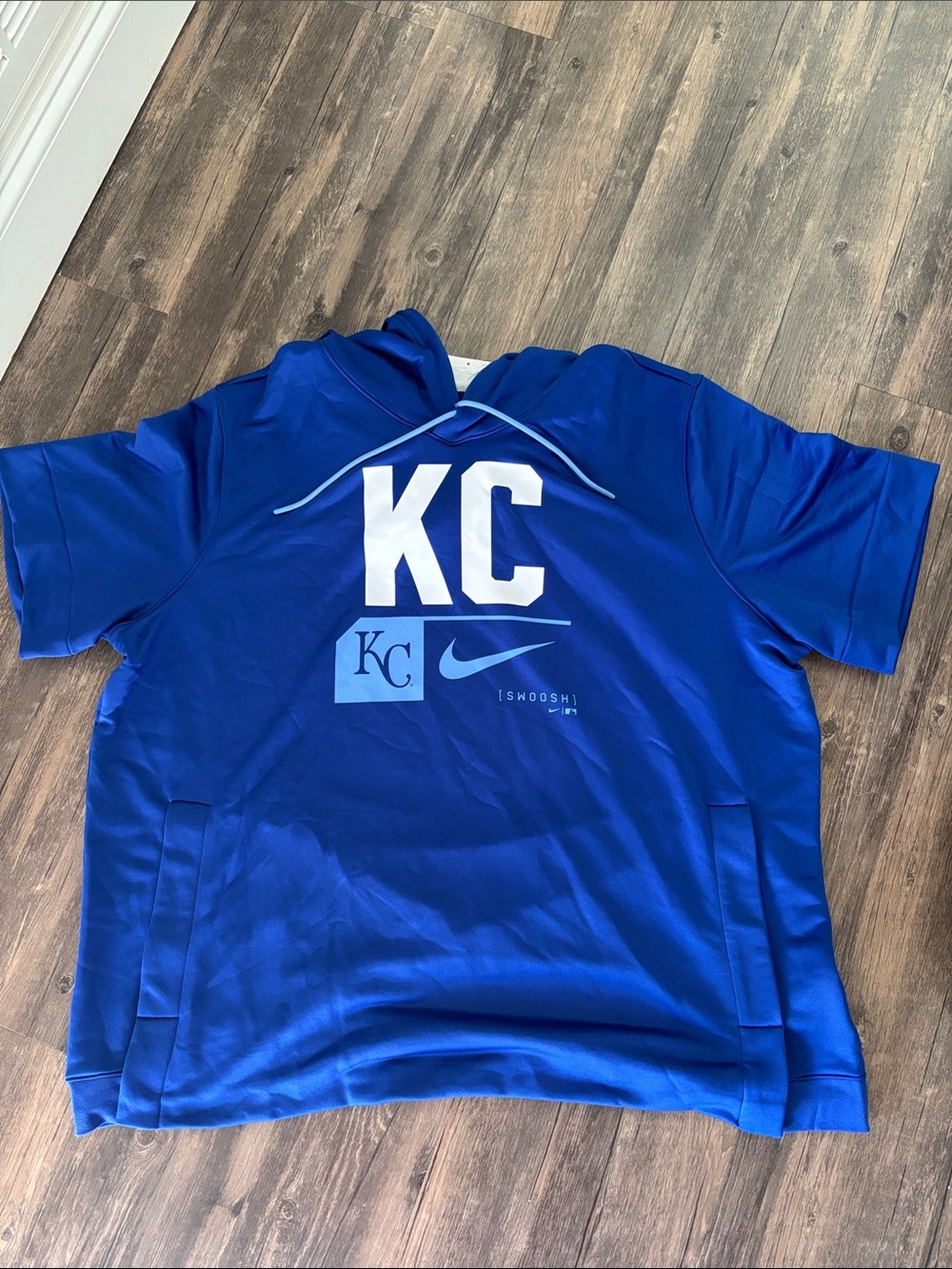 Nike Kansas City Royals Tri Code Lockup Short Sleeve Hoodie Men's 3XL Royal Blue